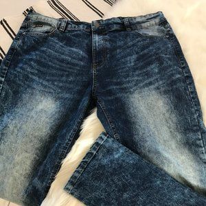 Men's Phat Farm Skinny Jeans Sz 38W X 30L Blue Bleach Acid Wash Faded Distressed